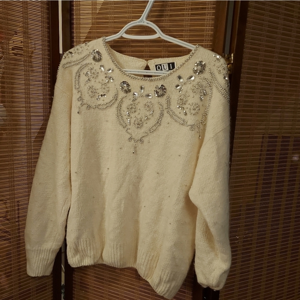 Vintage Bedazzled Silk Sweater